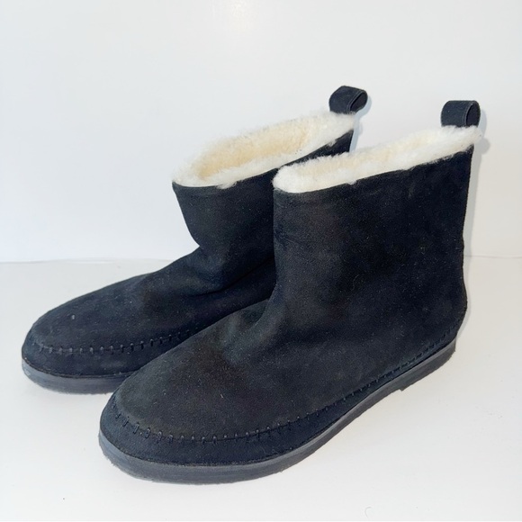Jenni Kayne Suede Moc Shearling Lined Slip On Ankle Snow Boots Black Women’s 40 - Picture 4 of 10